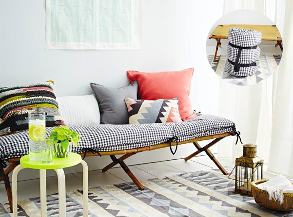 DIY roll-up throw bed. Photo: Angus Fergusson