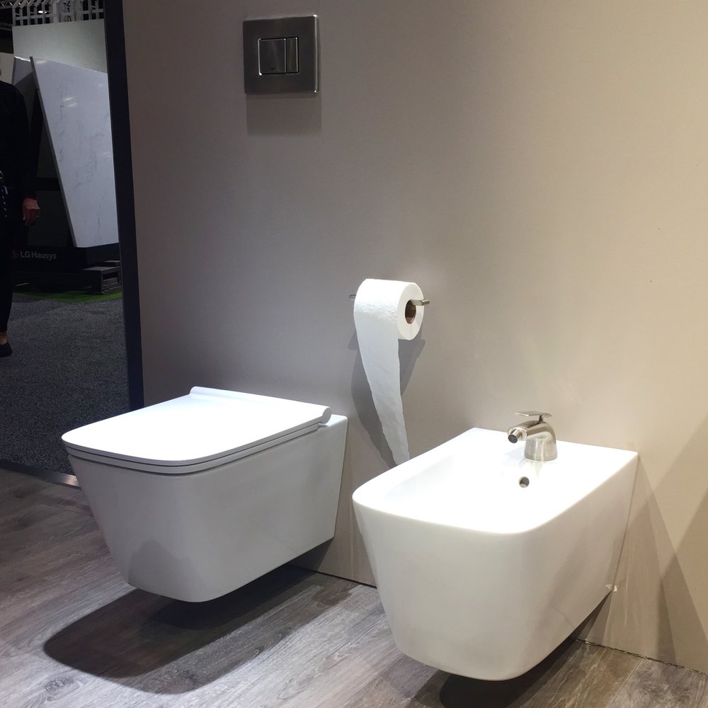  There was simply no avoiding the fact that wall-hung toilets are the biggest design news in the category. This one and its matching bidet are perfect. 