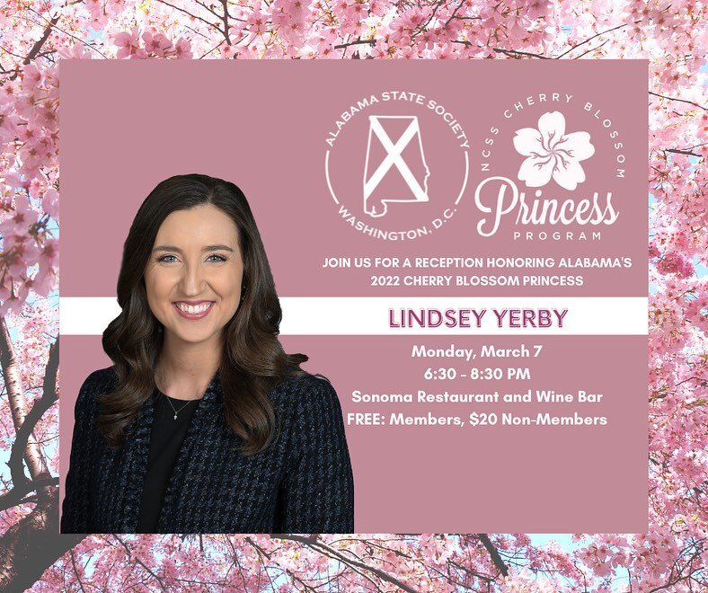 The Board is proud to introduce Alabama&rsquo;s 2022 Cherry Blossom Princess, Lindsey Yerby. We have no doubt that she&rsquo;ll make Alabama and our organization proud as she represents us at the annual Cherry Blossom Princess Program in April. Join 