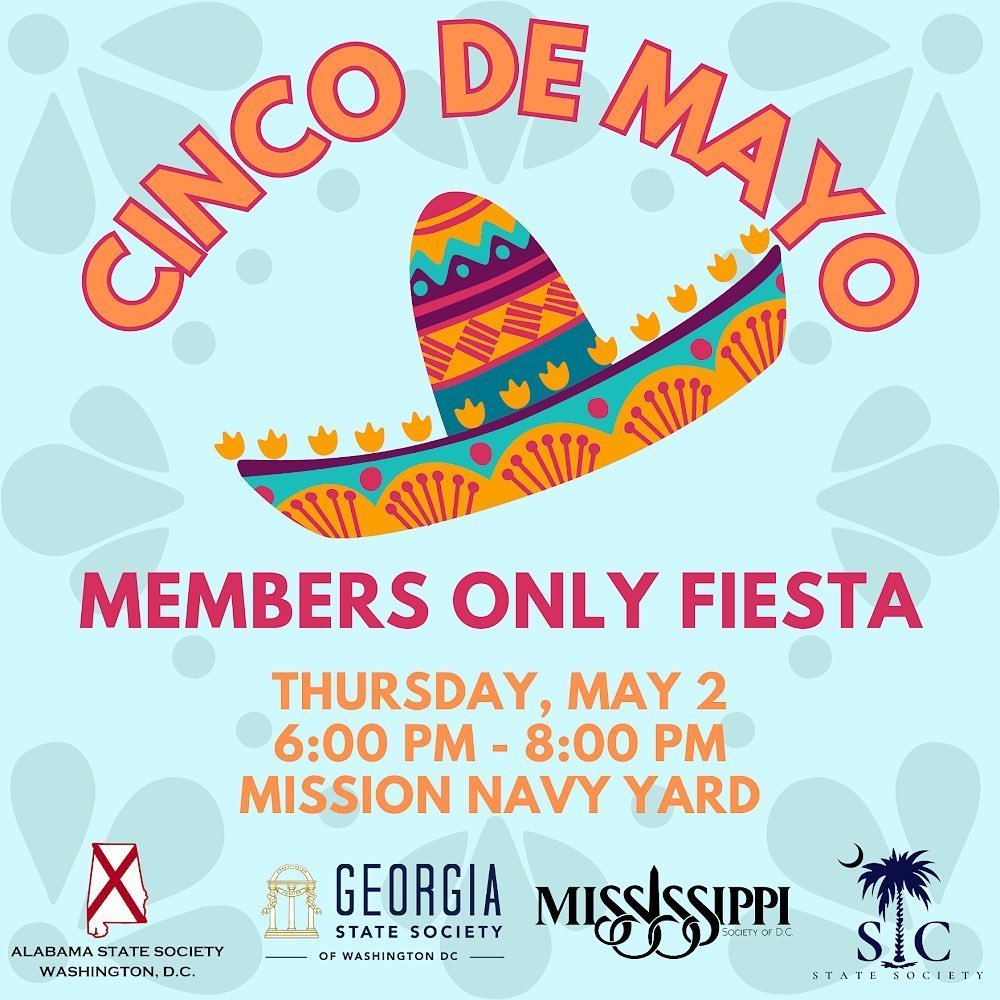 MARK YOUR CALENDARS, Cinco de Mayo is coming up! Join us at MISSION NAVY YARD on MAY 2 for a FIESTA with our southern neighbors! This is a MEMBERS ONLY event, and space is limited, so sign up at the LINK IN OUR BIO today! See y&rsquo;all there!