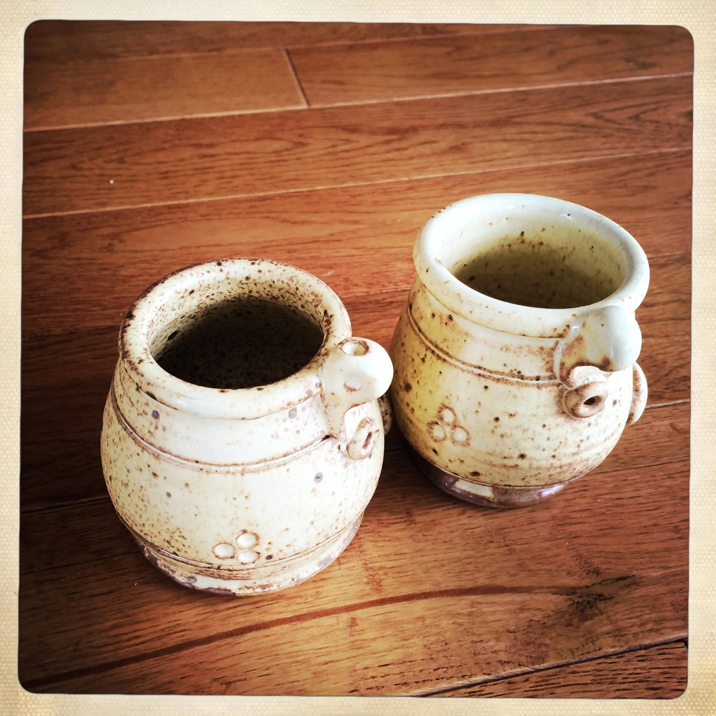  Yellow Handcups, set of two for him and her - stoneware 