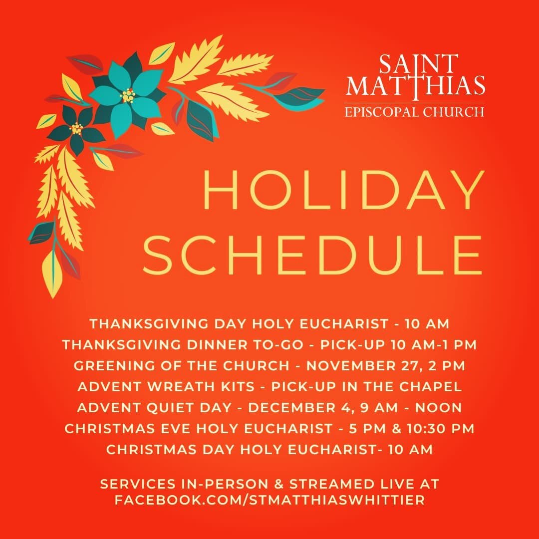 The holidays are here! Find more details about all of our holiday services and events in the Sunday bulletin and Midweek Update email.