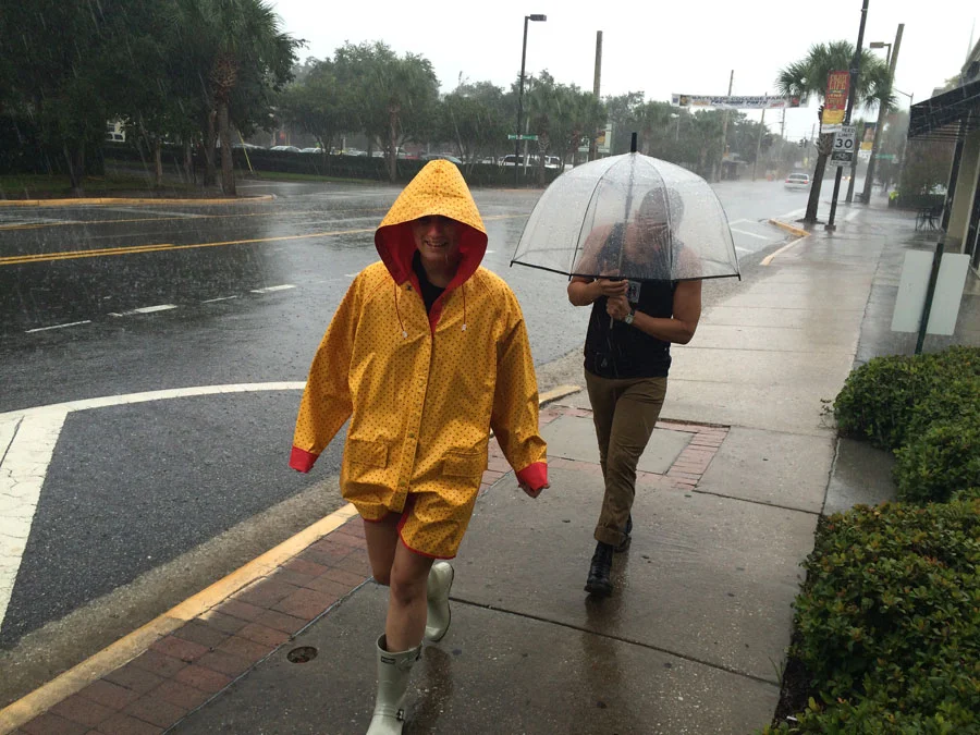 Peel slowly and see. And yes, after all of that -even after we are inside and Tier admits to me that with each splash into the puddle (remember, 10x's) a tidal wave would pour into the galoshes, - do you see it? Look closely. She is smiling. Follow us @dechoesresale