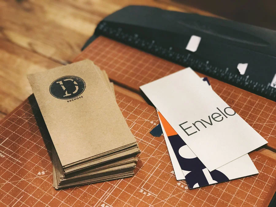 Go slow. Grow slow. We always opt for post-consumer material. Just one FedEx envelope yields 15 jewelry tags. The process is laborious, but we believe that a bit of sweat is worth it in the long run.