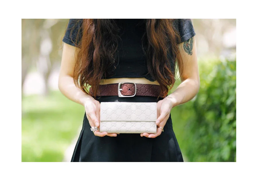 Gucci Guccissima leather belt and wallet. 