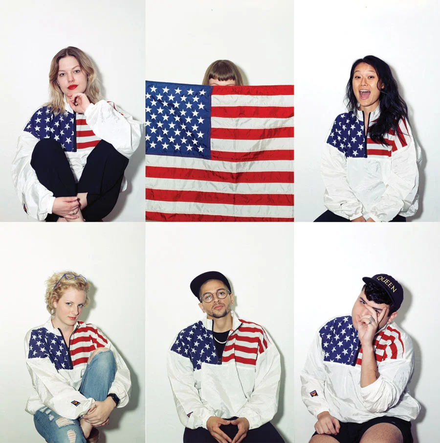Team Dechoes of USA. Kandace, Amanda, Flower , Caralyn, Mikey, Tony. Vintage Stars and Strips Windbreaker.