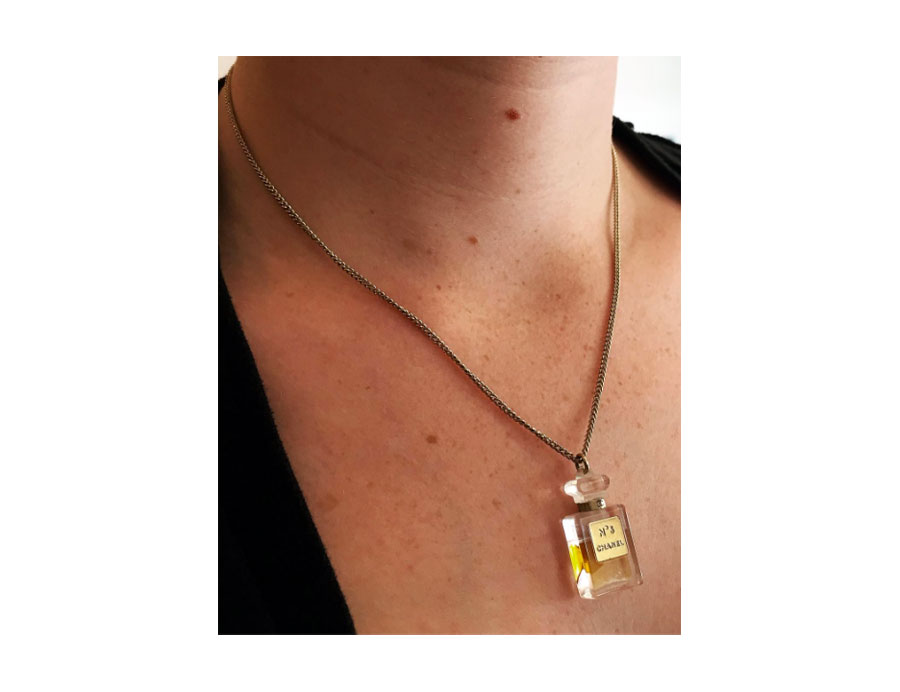 Miniature Chanel No. 5 around your neck and near your <3