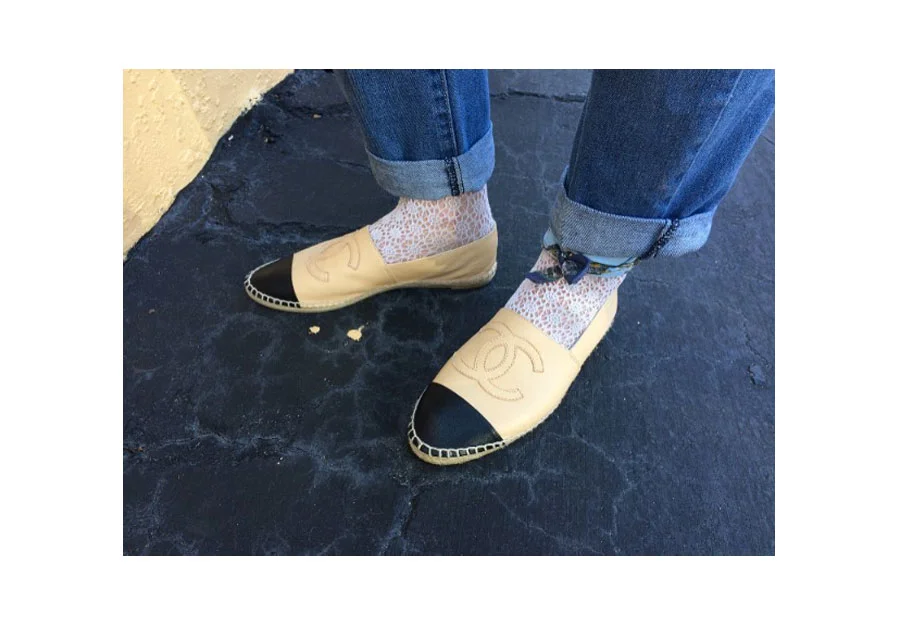 Soft. Softer. Softest. Two-tone calfskin leather espadrilles.