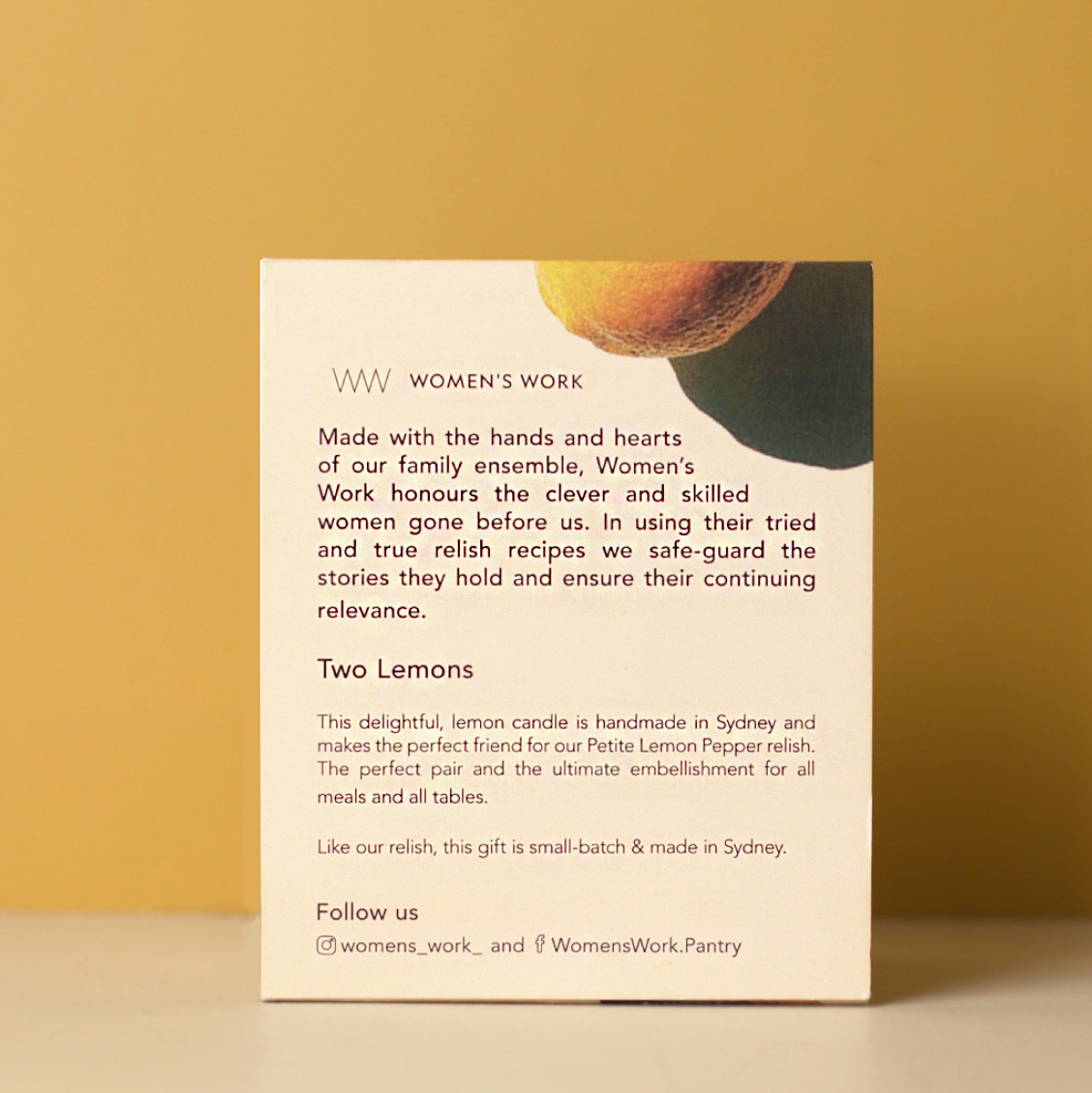 Women's Work Two Lemons - A Relish & Candle Gift Set (115g)