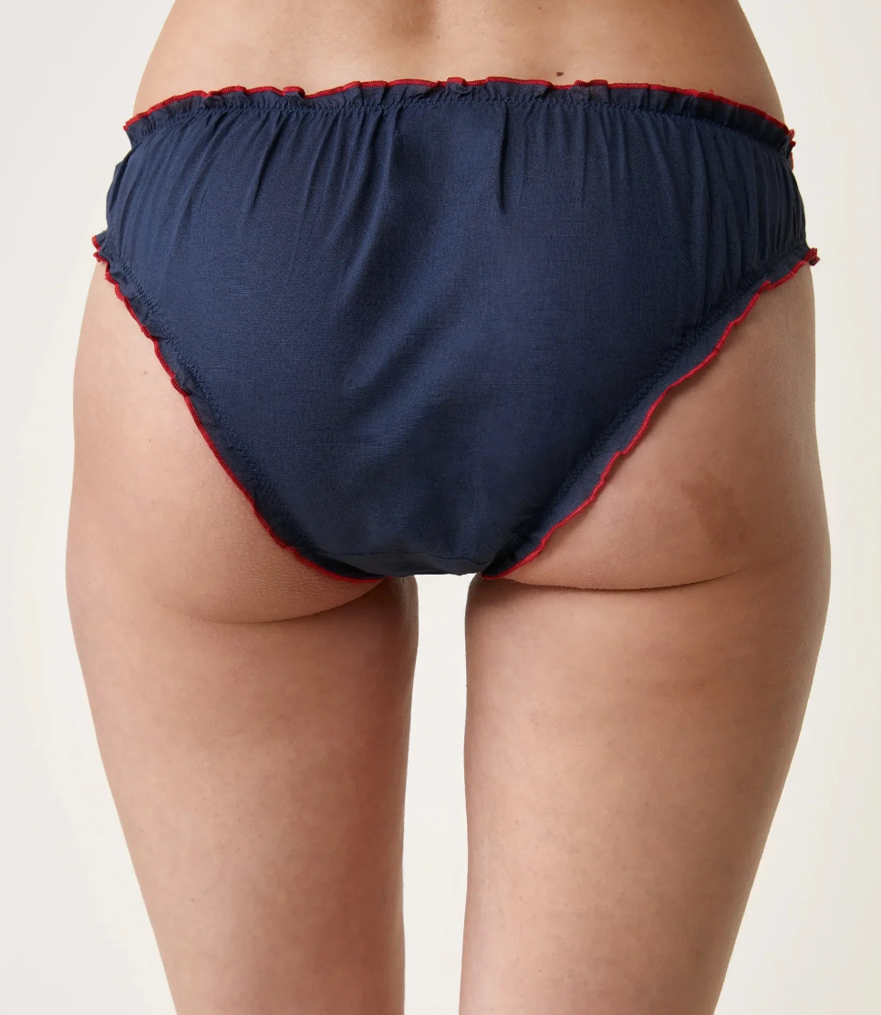 Scarlette Ateliers Bonnie Panty White Indigo Red Borders