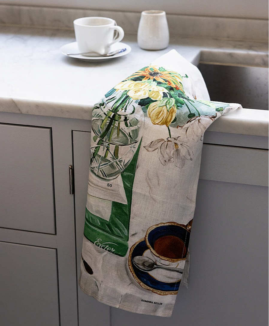Bespoke Letterpress April Blooms 100% Linen Tea Towel