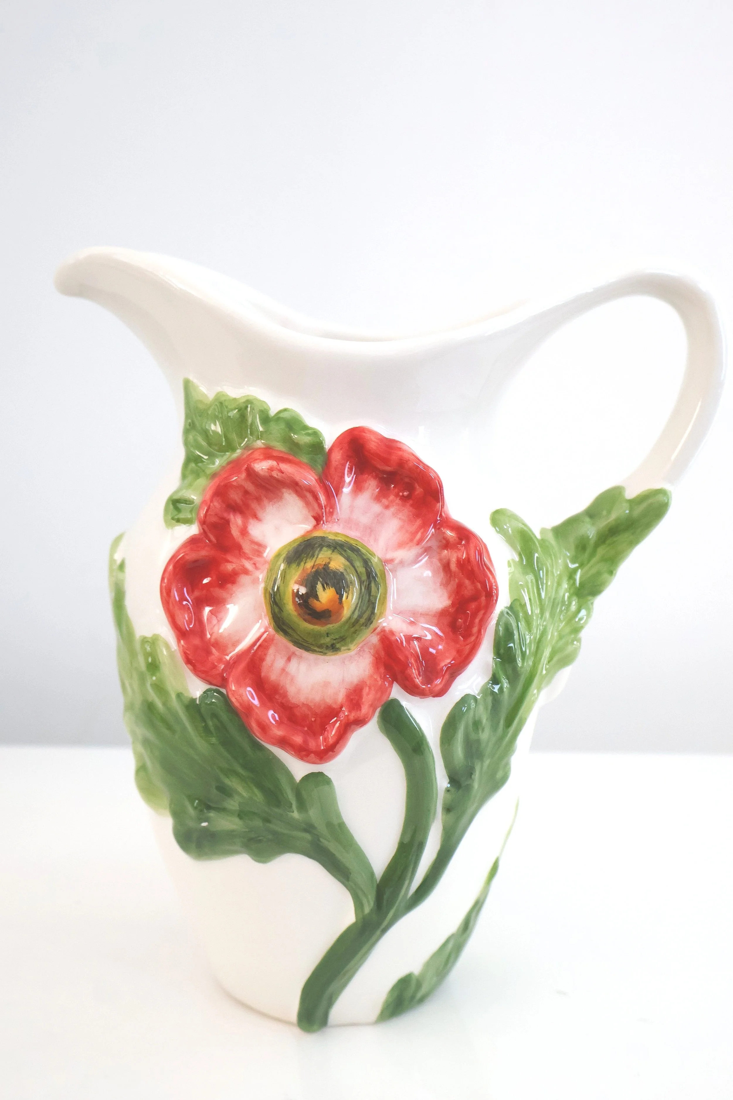 Les Ottomans Florilège Collection Hand-Painted Ceramic Jug- Poppy