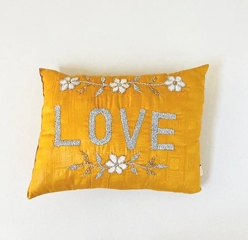 CSAO Embroidered Cushion Mini-Gold LOVE