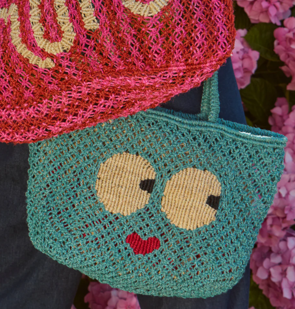 The Jacksons BIG EYES Jute Bag- Sky