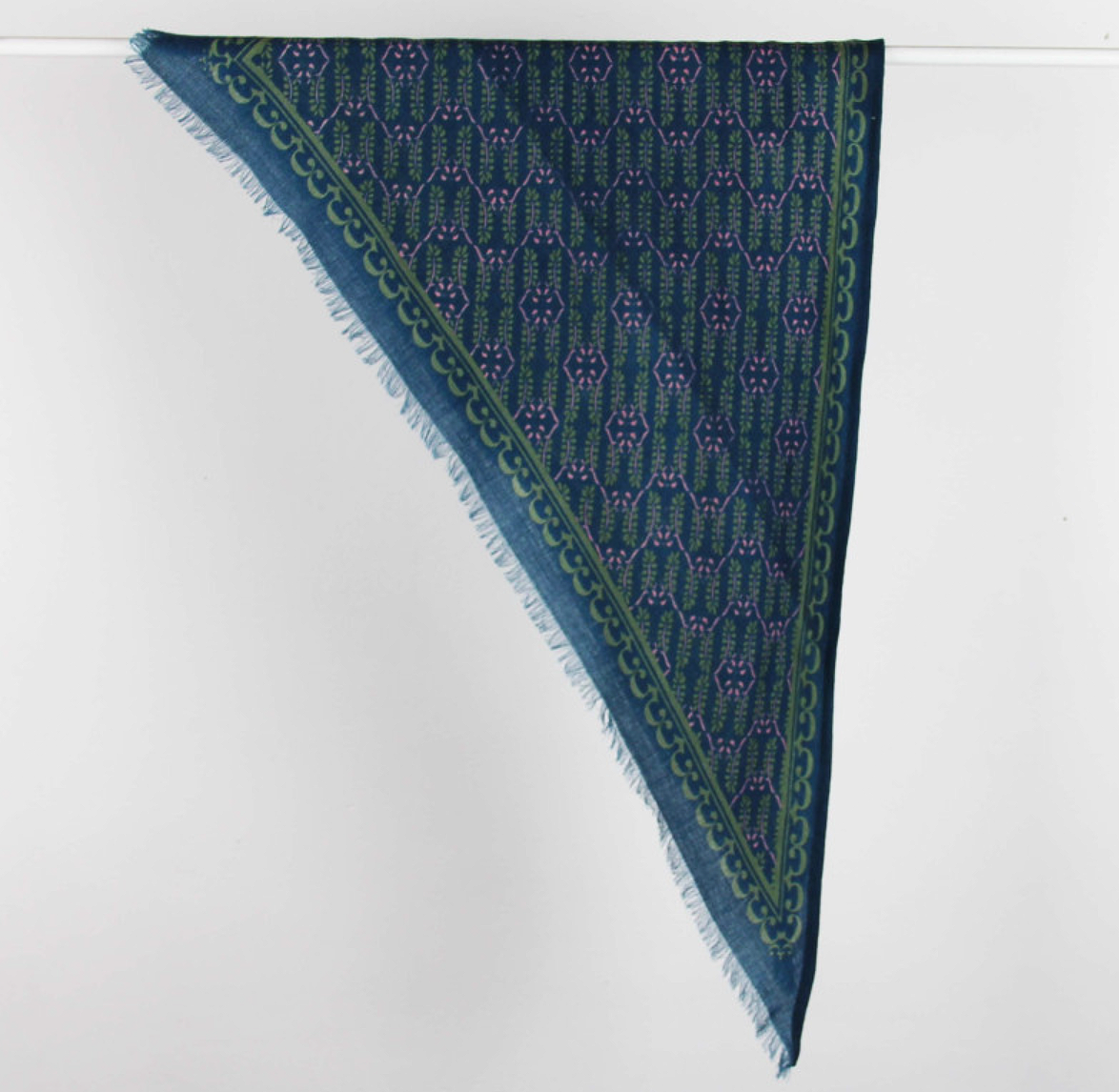 Les Belles Vagabondes Delta Celeste Wool Scarf Bleu