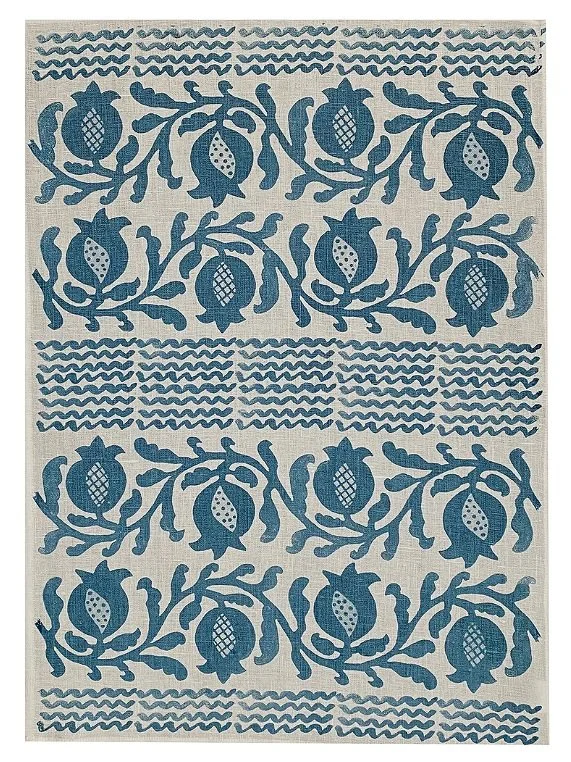 Aqua door Design Blue Pomegranate Linen Tea Towel