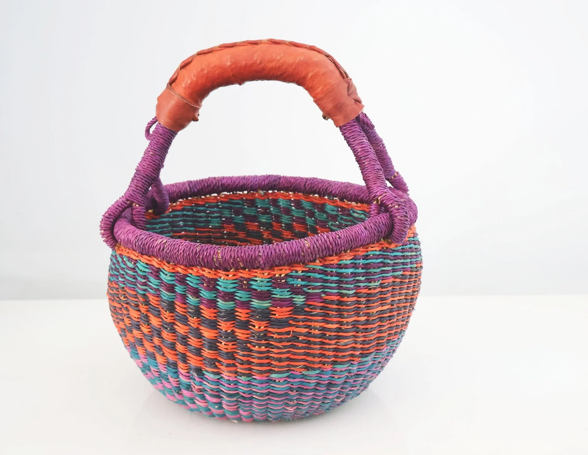 Bolgatanga Handwoven Round Market Basket- Small #4