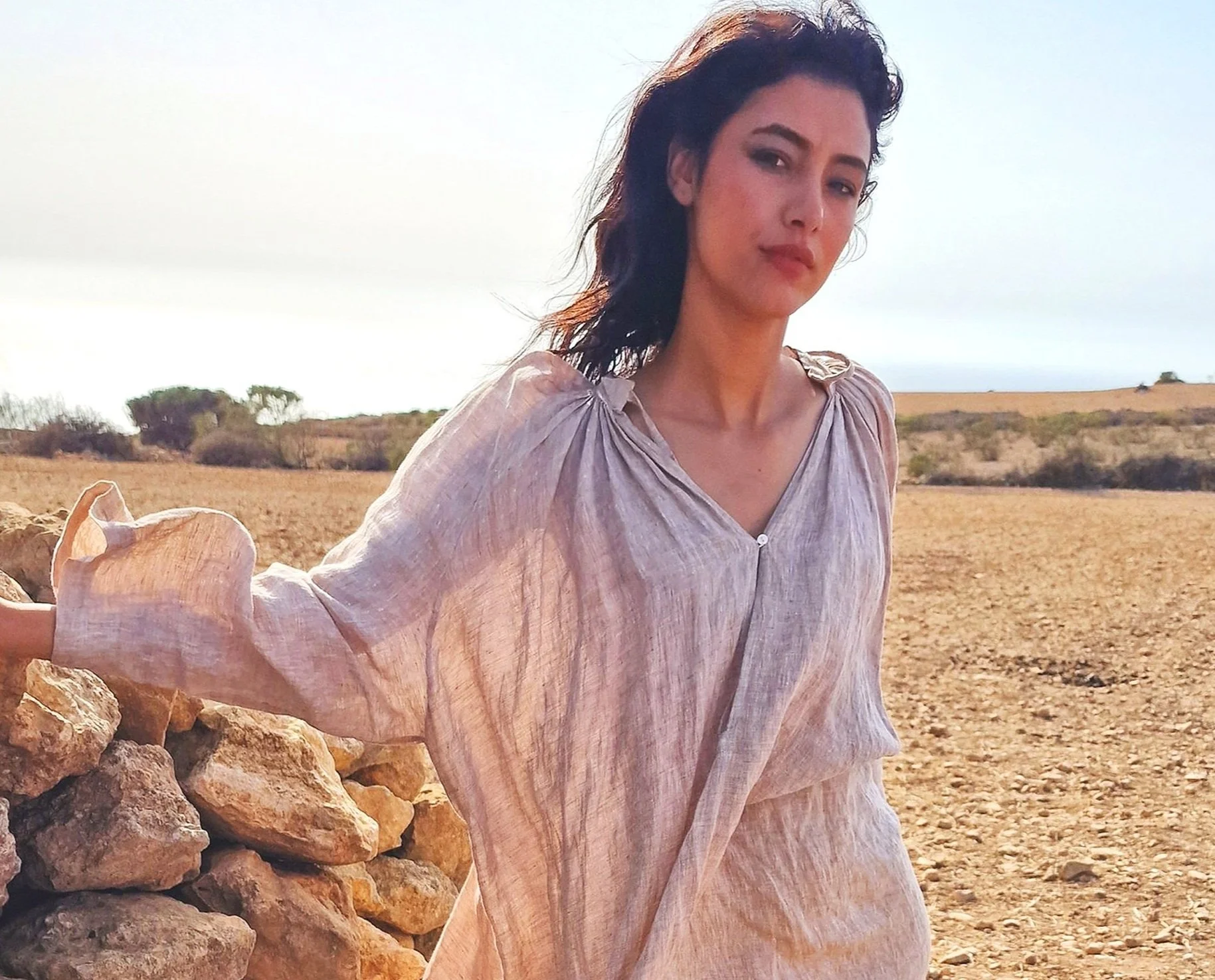 Claramonte Plissee Dress-Camel O/S