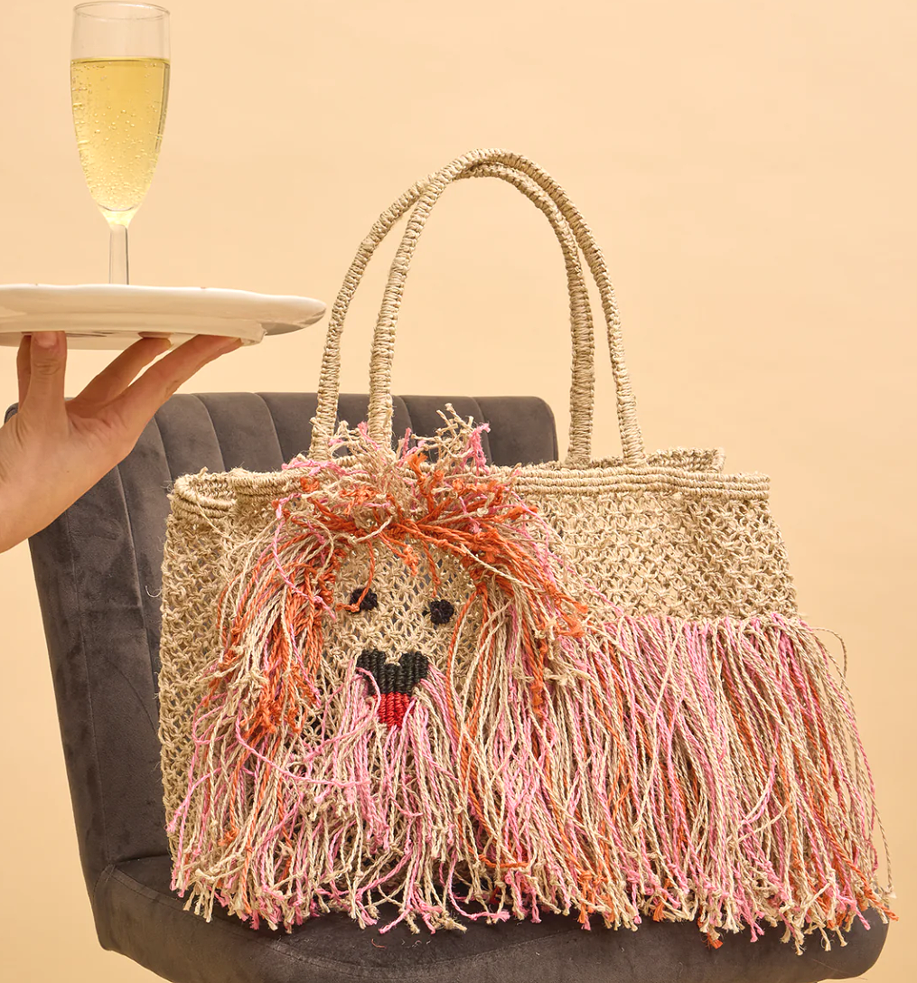 The Jacksons DOUGLAS DOG Jute Bag- Peach Pink