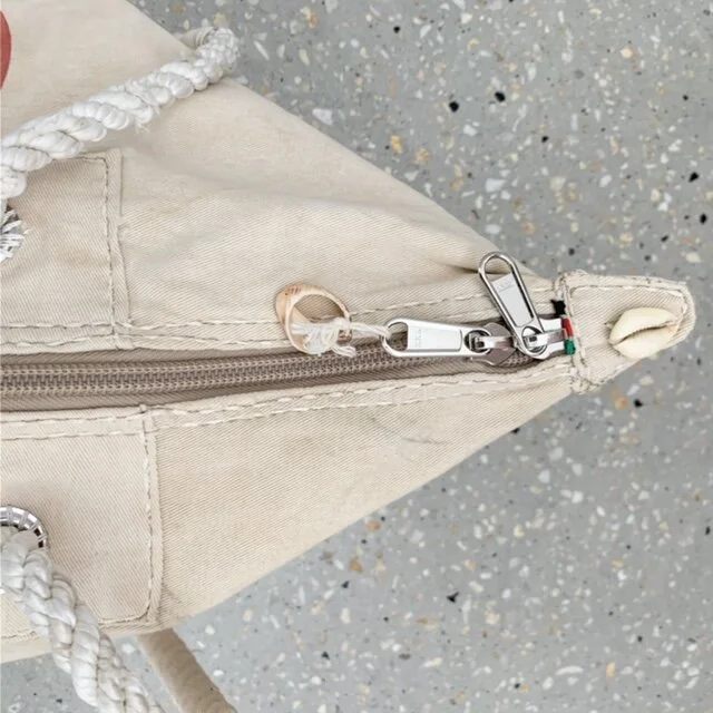 Ali Lamu Navy Heart Natural Weekender Bag 