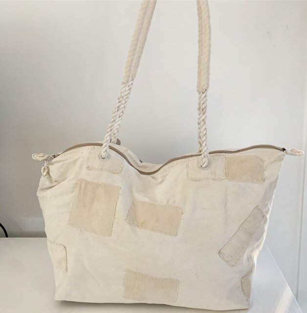 Ali Lamu Navy Heart Natural Weekender Bag 