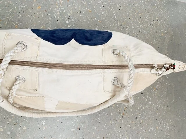 Ali Lamu Navy Heart Natural Weekender Bag 