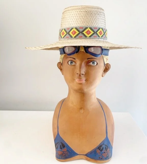 Gonzalez Hand Woven Wide Brim Hat Grey &amp; Lemon