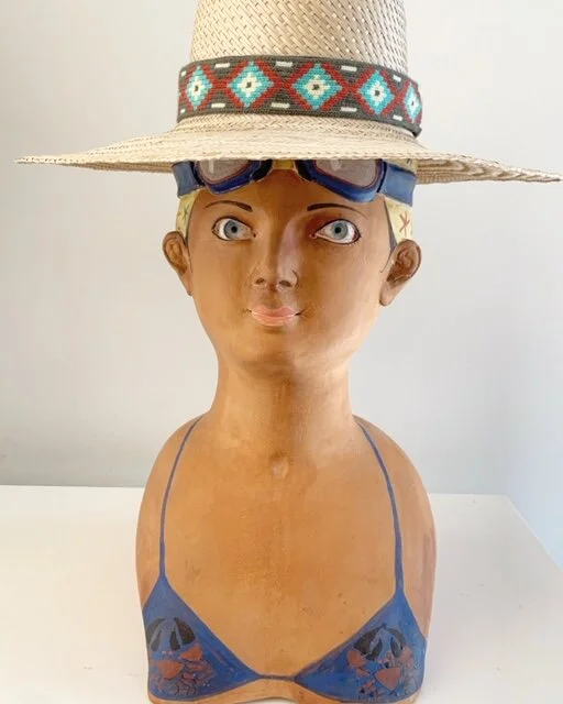 Gonzalez Hand Woven Wide Brim Hat Aqua &amp; Charcoal