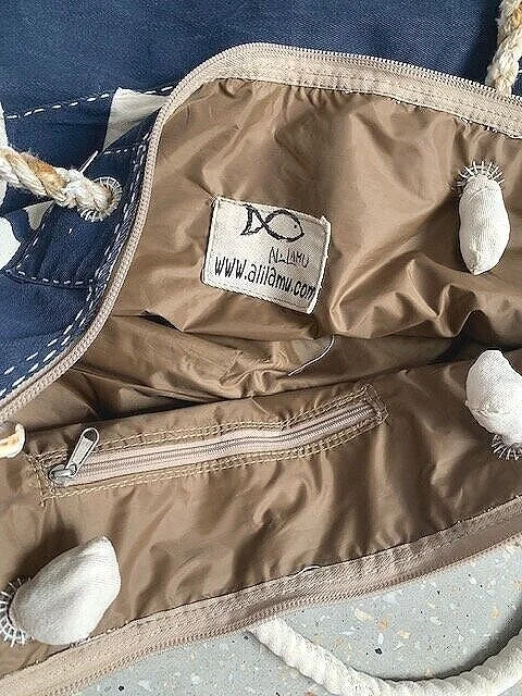 Ali Lamu Midnight Blue Natural Heart Weekender Bag