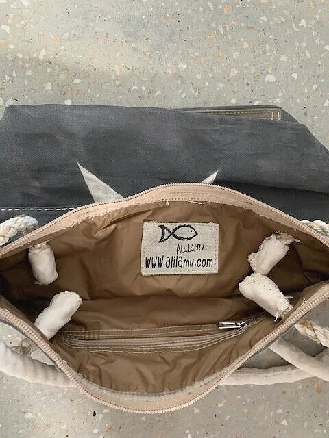 Ali Lamu Charcoal Natural Star Weekender Bag  