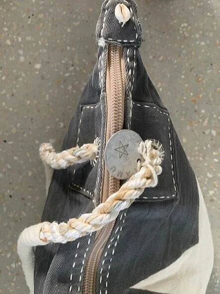 Ali Lamu Charcoal Natural Star Weekender Bag  