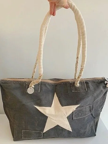 Ali Lamu Charcoal Natural Star Weekender Bag  