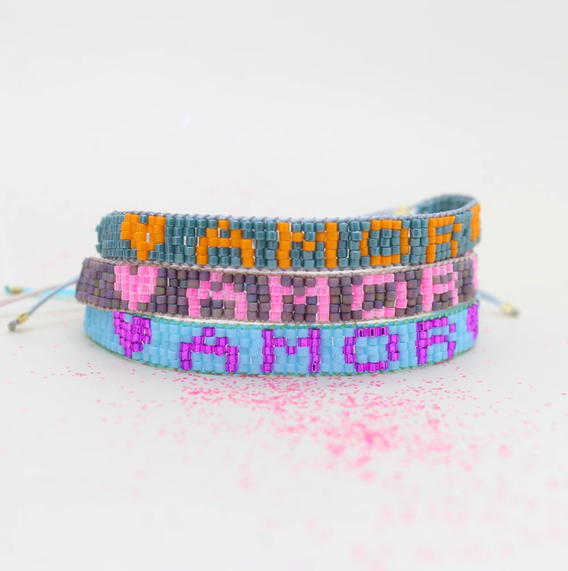 Bluma Hand Beaded LOVER Bracelet-White