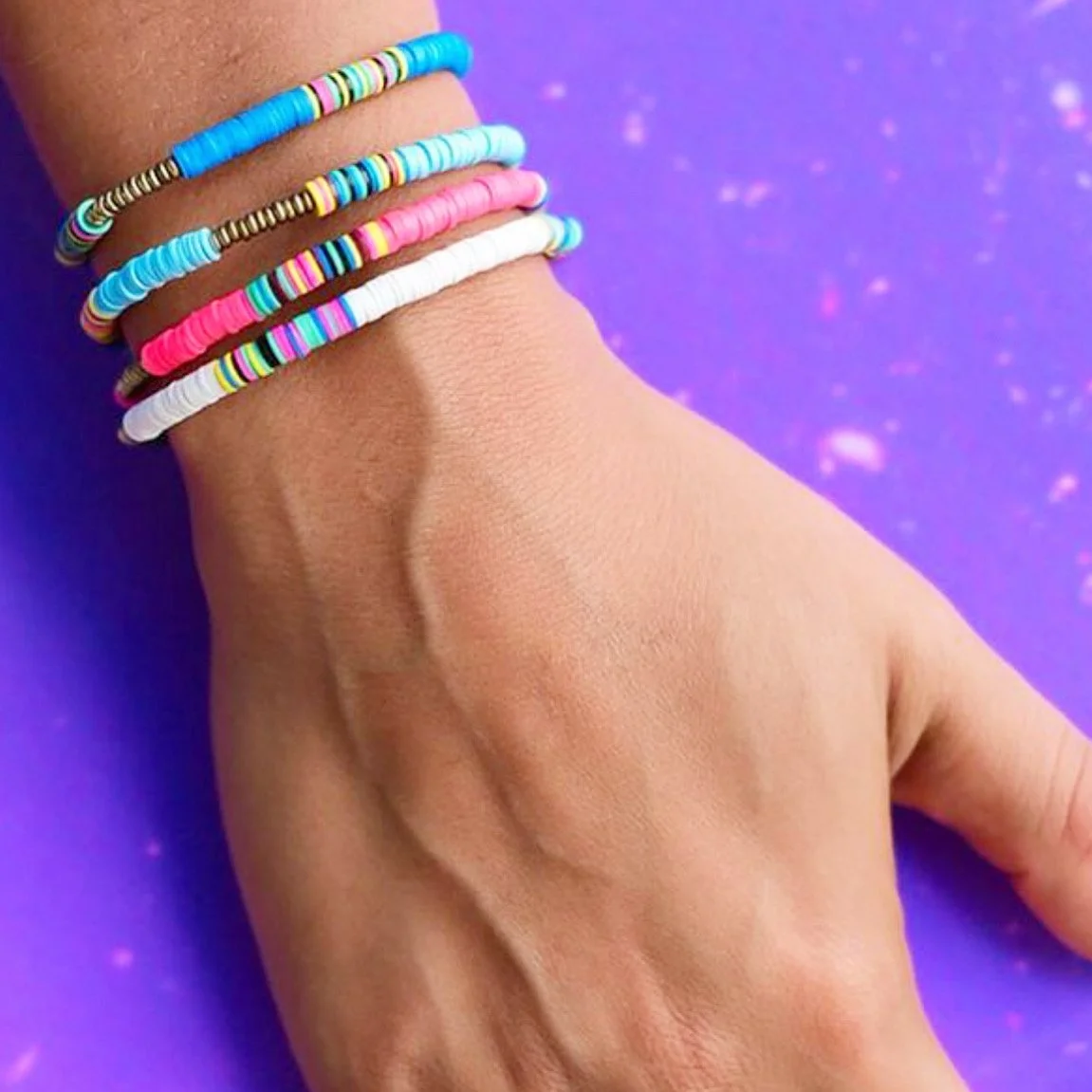 All The Must Heishi Gold Plated Tube Bracelet Pink