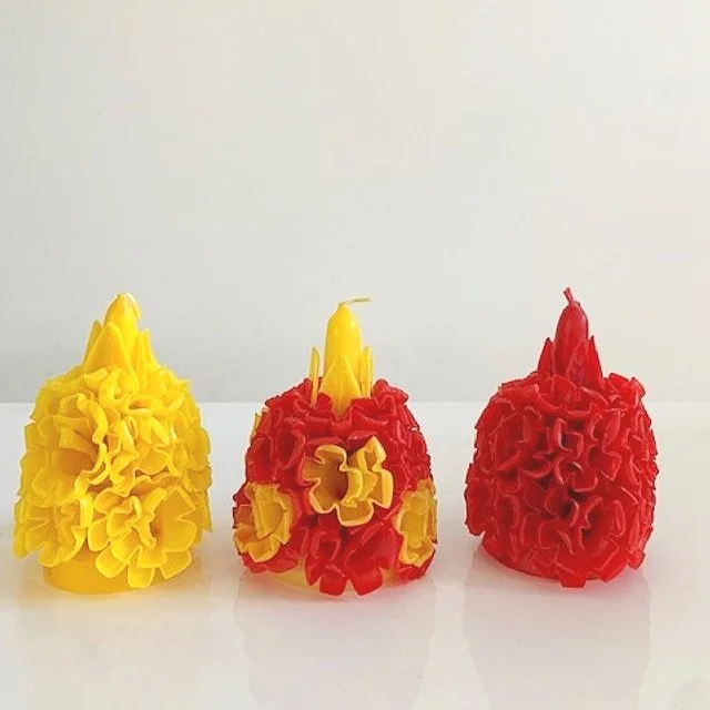 Guanajuato Pom Pom Candle Red/Yellow