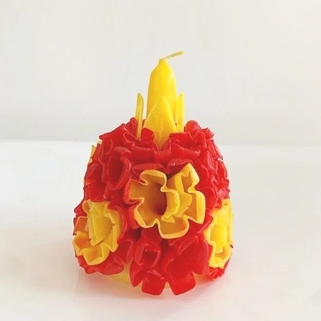 Guanajuato Pom Pom Candle Red/Yellow