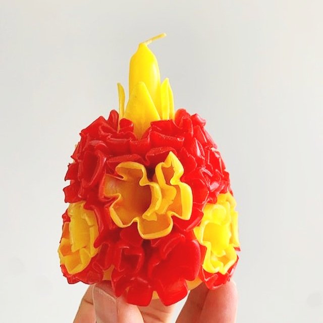 Guanajuato Pom Pom Candle Red/Yellow
