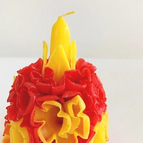 Guanajuato Pom Pom Candle Red/Yellow