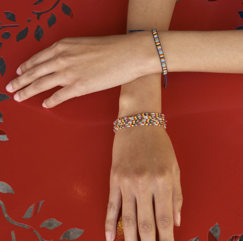 Bluma Hand Beaded Mini STRIPE Bracelet-Neutral