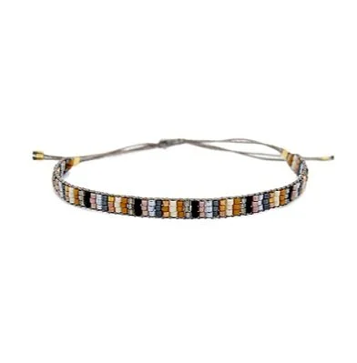 Bluma Hand Beaded Mini STRIPE Bracelet-Neutral