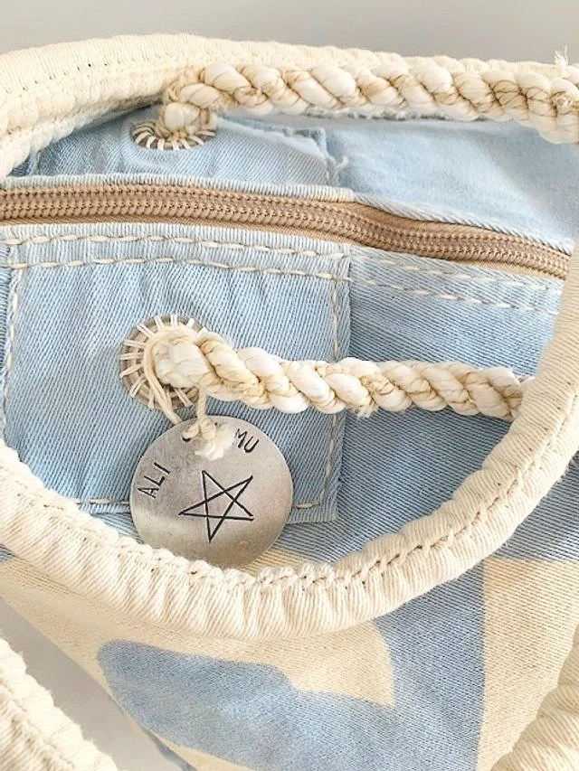 Ali Lamu Morning Blue Natural SAIL Weekender Bag      
