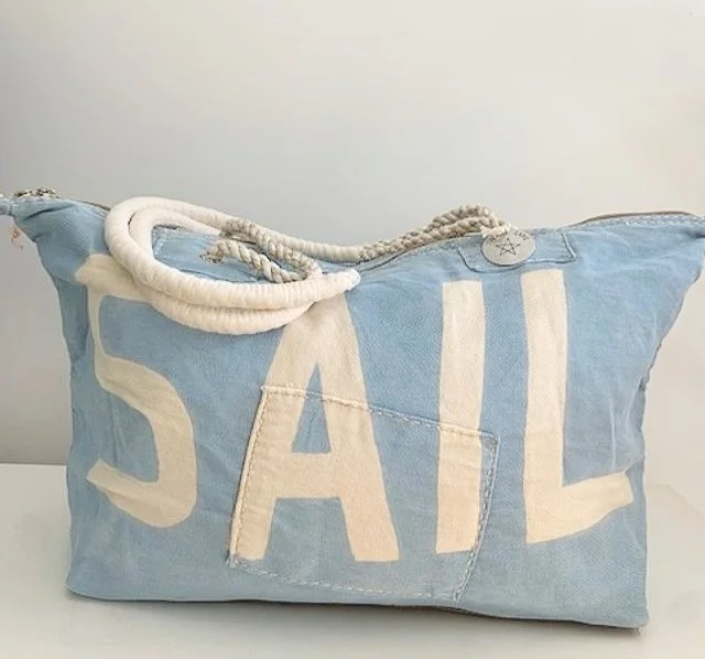 Ali Lamu Morning Blue Natural SAIL Weekender Bag      