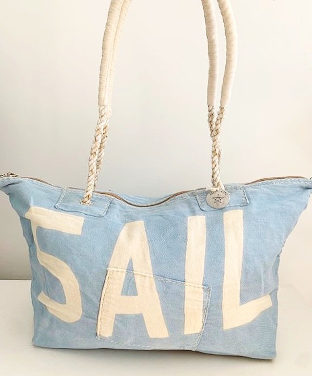 Ali Lamu Morning Blue Natural SAIL Weekender Bag      