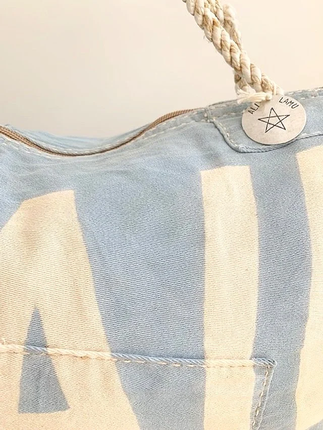 Ali Lamu Morning Blue Natural SAIL Weekender Bag      