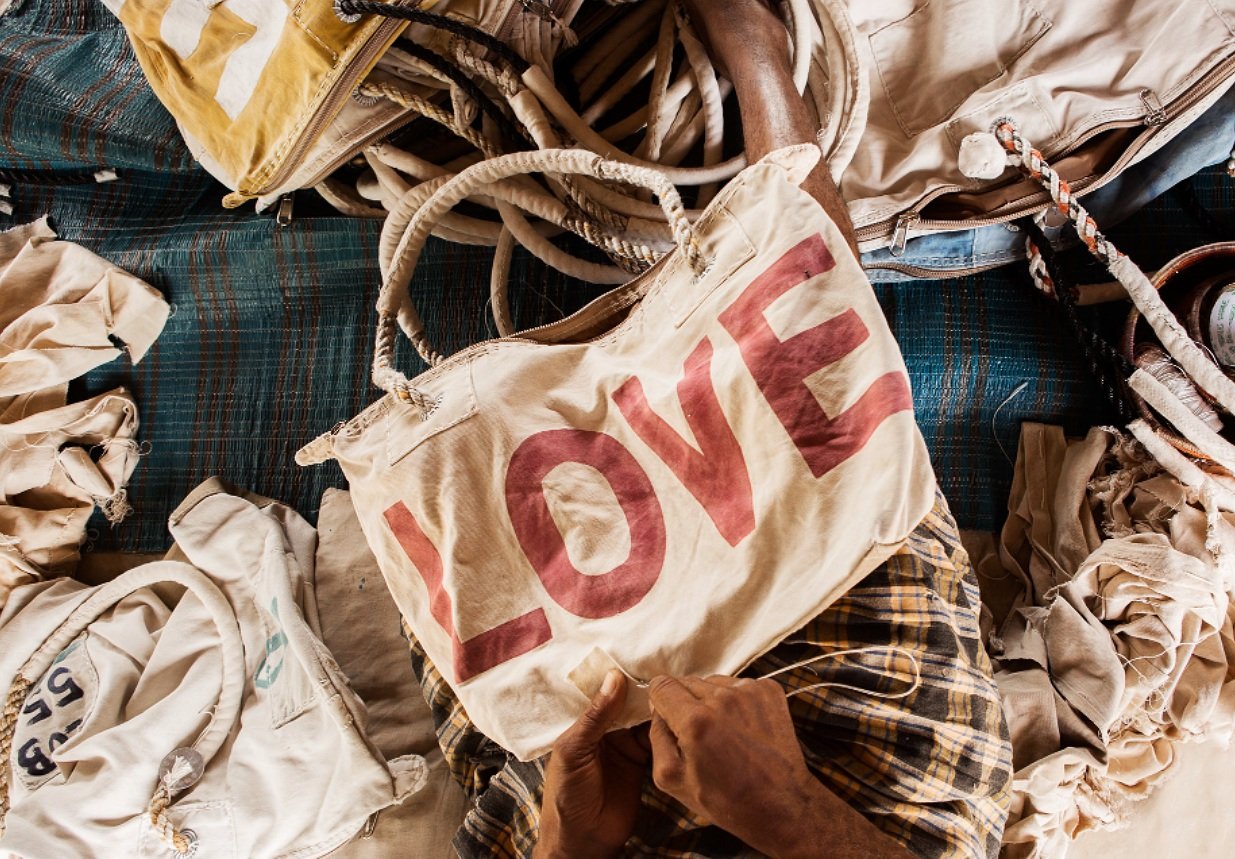 Ali Lamu Morning Blue Natural SAIL Weekender Bag