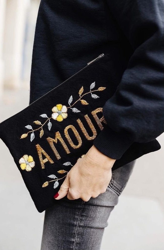 CSAO Embroidered Clutch Pink AMOUR Large