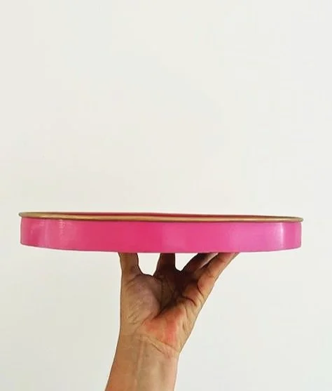Les Ottomans Hand painted Iron Tray-Pink Bee