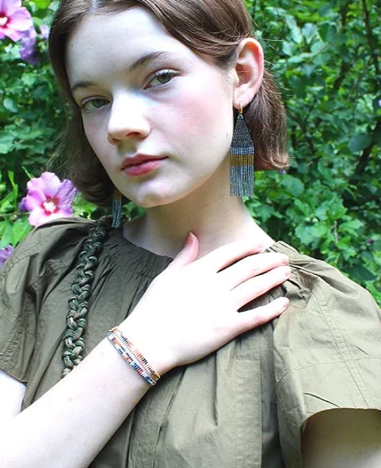 Bluma Hand Beaded ALBA Bracelet-Gunmetal