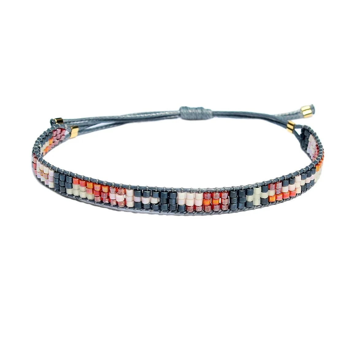Bluma Hand Beaded ALBA Bracelet-Gunmetal