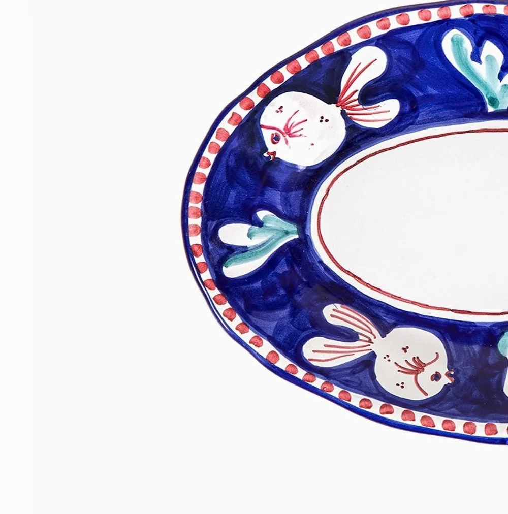 Amalfi Ceramiche Large Oval Platter 32cm- Blue Fish — ESPLORA